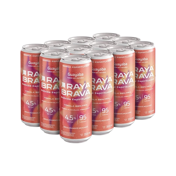 Raya Brava Guayaba - Bebida Espirituosa con 4.5% de Alc, 12 Pack (c)