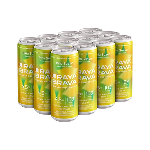 Raya Brava Piña Suave - Bebida Espirituosa con 4.5% Alc.12 pack (c)