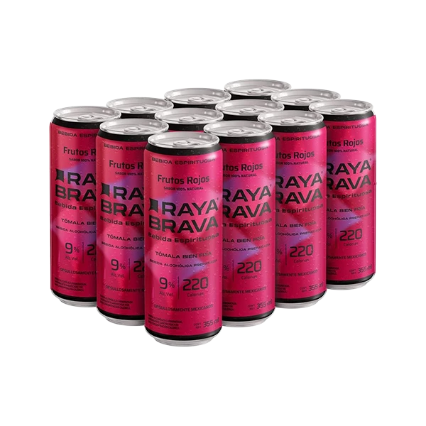 Raya Brava Frutos Rojos - Bebida Espirituosa con 9% Alc. 12 Pack (c)